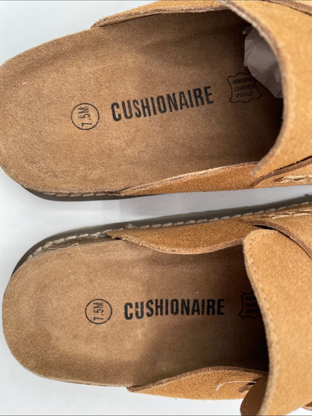 Cushionaire Women’s 7.5 Tan Suede Leather Slip-On Clog Loafer Mule NEW - Picture 4 of 13